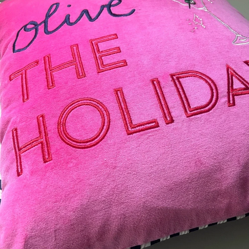 Anthropologie Olive The Holidays Pink Pillow